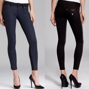 HUDSON Collin Vice Versa Two Tone Color Block Skinny Denim Jeans Black Blue 25